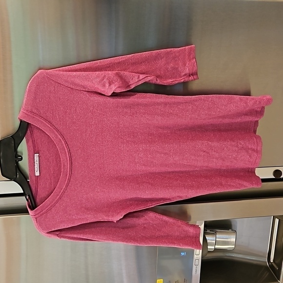 💕MICHAEL STARS💕 3/4 Sleeve Banded Crewneck Shine Tee ~ Purple One Size NWOT